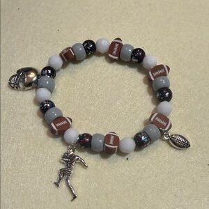 Football Charm Beaded Bracelet